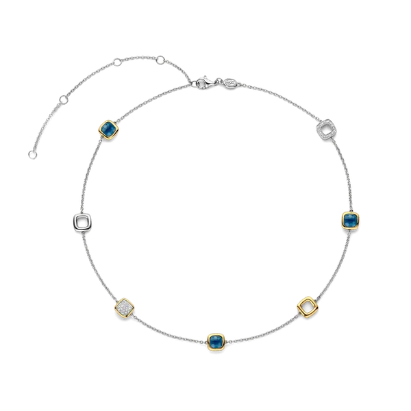 TI SENTO PLATINUM-PLATED SILVER TWO-TONE CUSHION-SHAPED CHARMS NECKLACE Image 2 Blue Water Jewelers Saint Augustine, FL