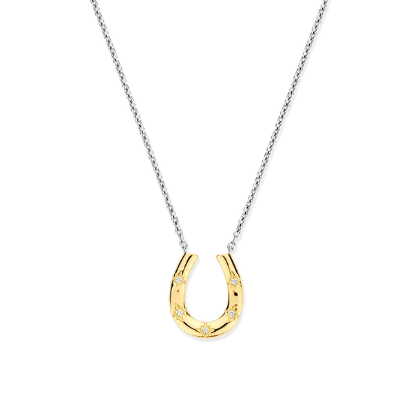 TI SENTO Gold-Plated Silver Horseshoe Necklace Blue Water Jewelers Saint Augustine, FL