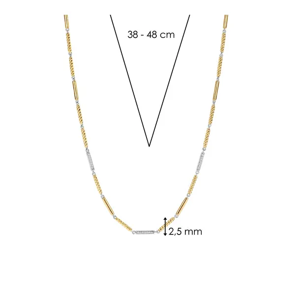 TI SENTO Gold-Plated Silver Two-Tone Alternating Patterned Bar Link Necklace Image 4 Blue Water Jewelers Saint Augustine, FL