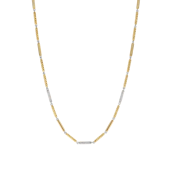 TI SENTO Gold-Plated Silver Two-Tone Alternating Patterned Bar Link Necklace Blue Water Jewelers Saint Augustine, FL