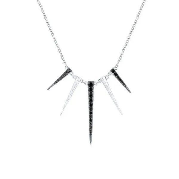 SILVER BLACK SPINEL SPIKE FASHION NECKLACE Blue Water Jewelers Saint Augustine, FL