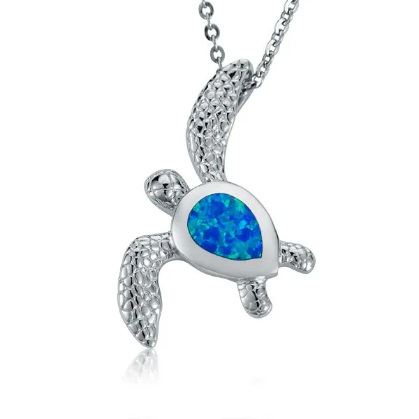 STERLING SILVER OPAL SEA TURTLE PENDANT W/ CHAIN Blue Water Jewelers Saint Augustine, FL