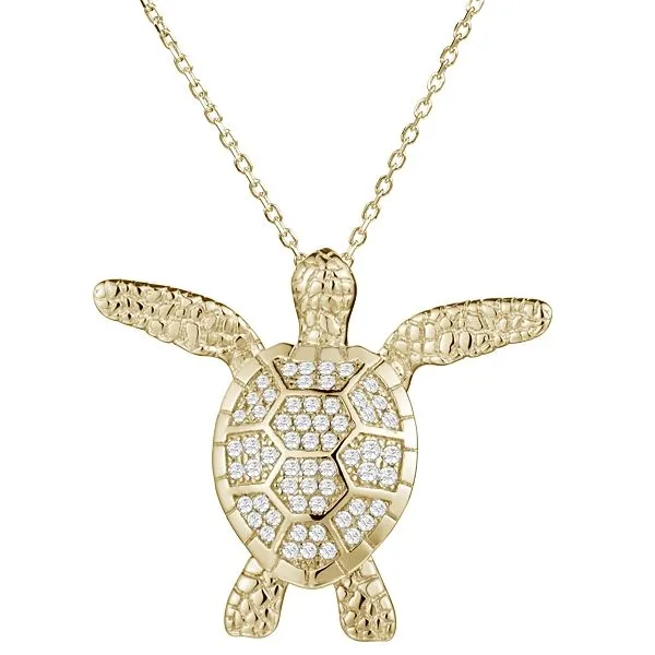 STERLING SILVER PAVE CZ TURTLE PENDANT WITH CHAIN Blue Water Jewelers Saint Augustine, FL