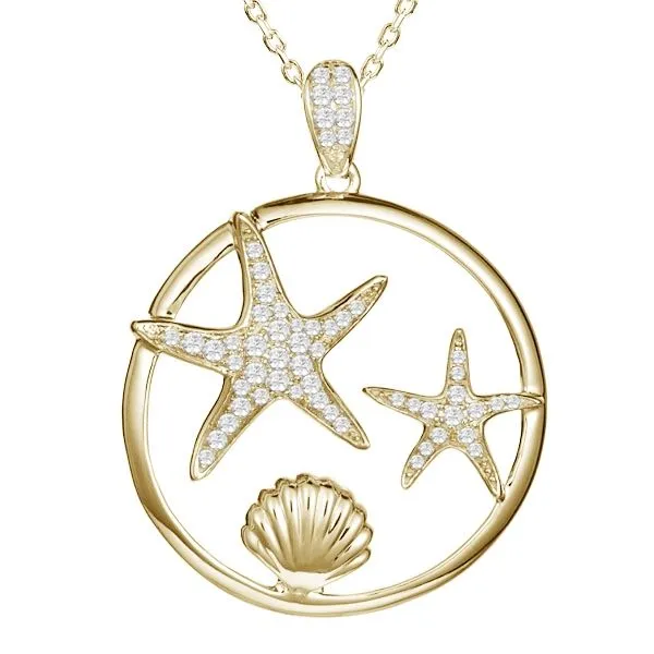 STERLING SILVER PAVE CZ STARFISH PENDANT WITH CHAIN (YELLOW) Blue Water Jewelers Saint Augustine, FL