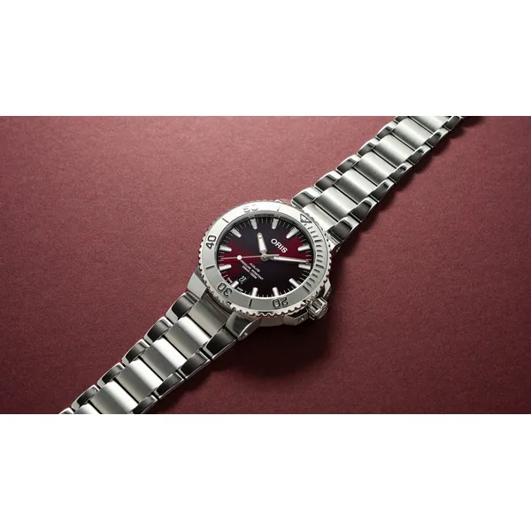 ORIS AQUIS DATE CHERRY DIAL 43.5MM WATCH Image 2 Blue Water Jewelers Saint Augustine, FL