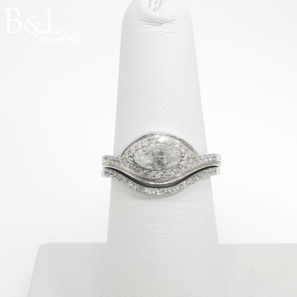 14K White Gold Sideways Marquise Diamond Wedding Set B & L Jewelers Danville, KY