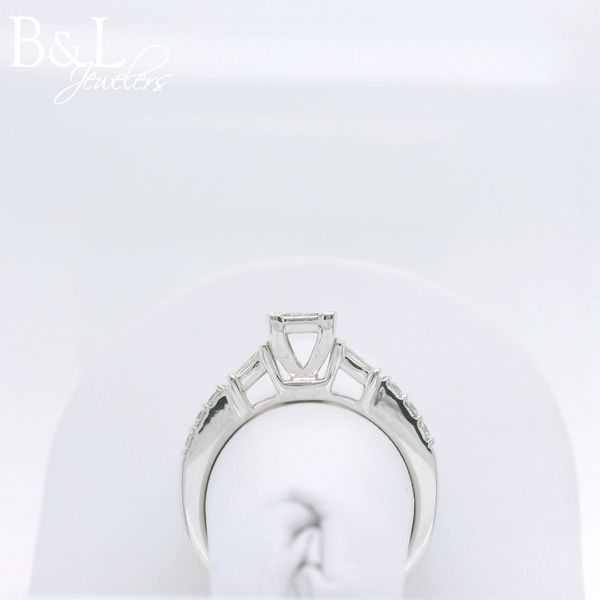 14k White Gold .62ctw Quad Head w/Baguette and Round Diamond Engagement Ring Image 3 B & L Jewelers Danville, KY