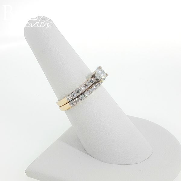 14K Yellow Gold Round Diamond Cathedral Wedding Set Image 2 B & L Jewelers Danville, KY