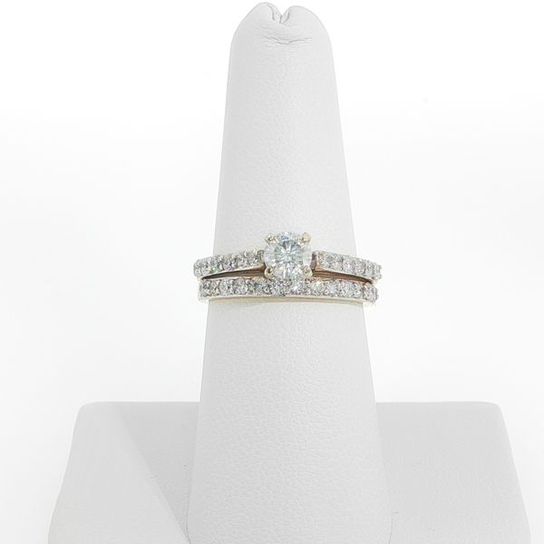 14K Yellow Gold Round Diamond Cathedral Wedding Set B & L Jewelers Danville, KY