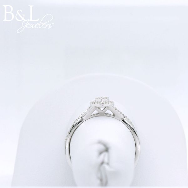 10k White Gold .25ctw Pear Halo Diamond Ring Image 3 B & L Jewelers Danville, KY