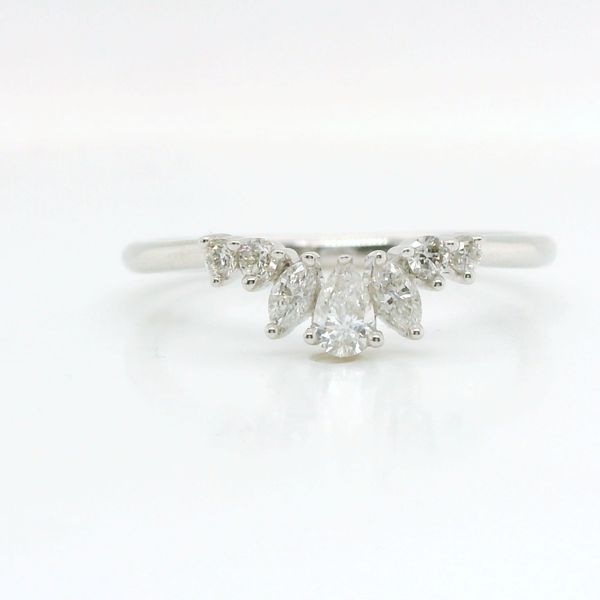 14k White Gold .25ctw Pear, Marquise, and Round Diamond Curved Band B & L Jewelers Danville, KY