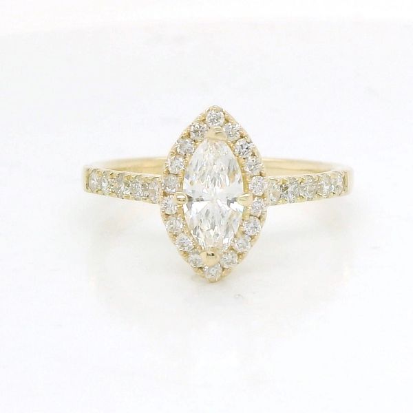 14K Yellow Gold Marquise Diamond Halo Engagement Ring B & L Jewelers Danville, KY