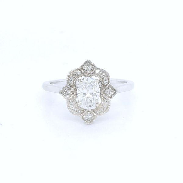 10Kt Yellow Gold Oval Antiqued Halo Engagement Ring B & L Jewelers Danville, KY