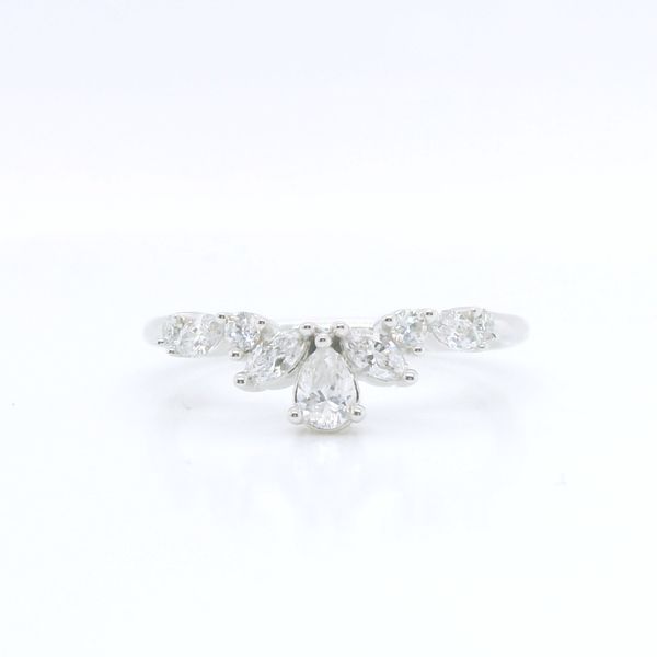 14k White Gold .50ctw Pear, Round, Marquise Diamond Curved Band B & L Jewelers Danville, KY