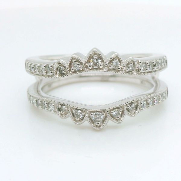 14k White Gold .25ctw Round Diamond Curved Jacket with Milgrain Accent B & L Jewelers Danville, KY
