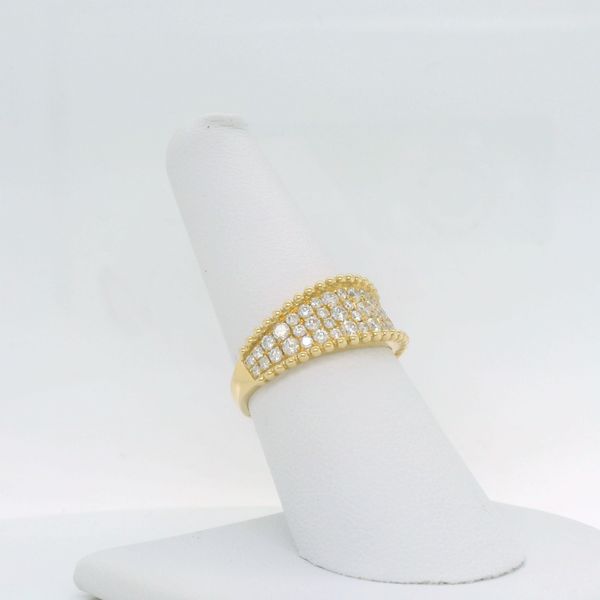 14k Yellow Gold 1ctw Diamond Band with Beaded Edges Image 2 B & L Jewelers Danville, KY