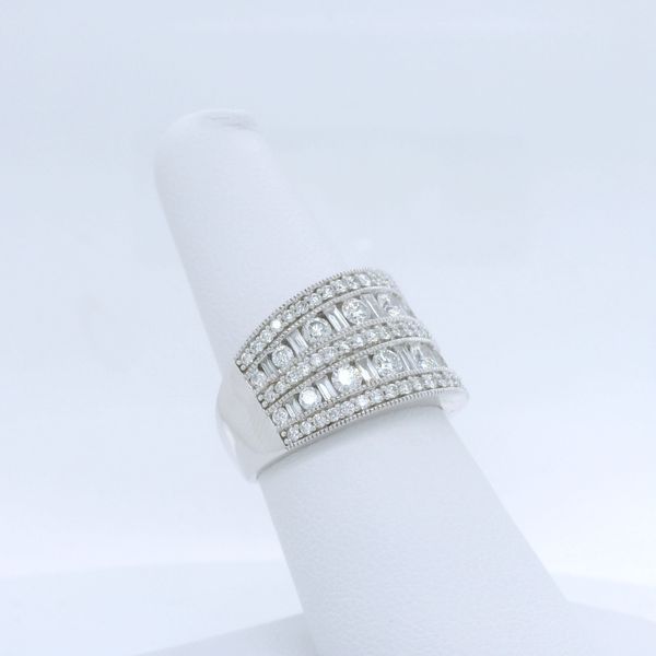 14k White Gold 2ctw Round and Baguette Diamond Band Image 2 B & L Jewelers Danville, KY