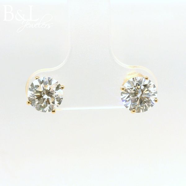 14k Yellow Gold 2ctw Lab Grown Diamond Earrings B & L Jewelers Danville, KY