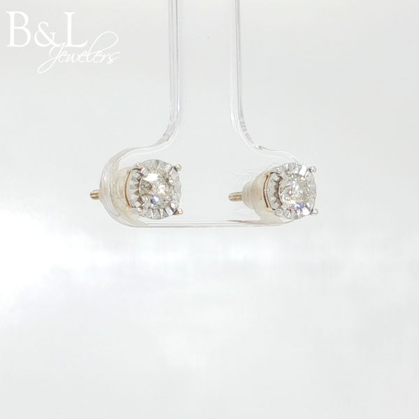 10K Yellow Gold Diamond Stud Earrings Image 2 B & L Jewelers Danville, KY