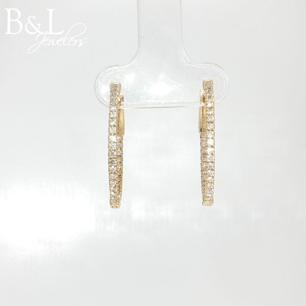 14K Yellow Gold .55ctw Diamond Hoop Earrings B & L Jewelers Danville, KY