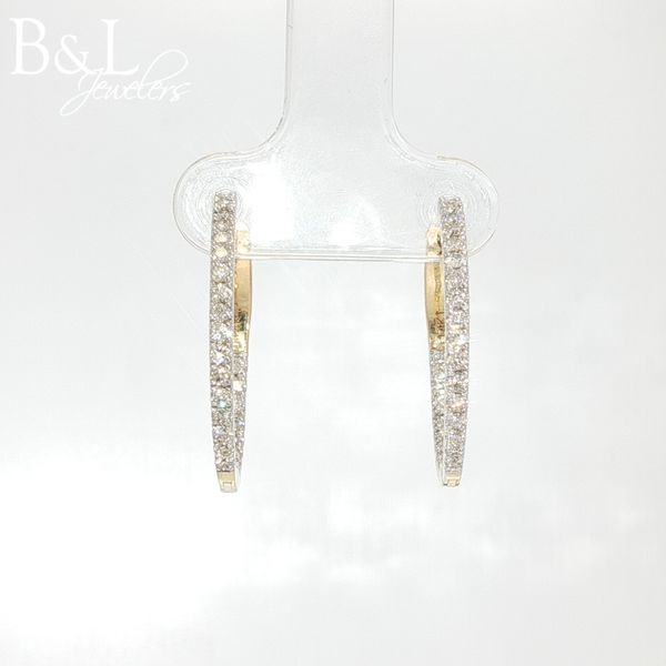 14K Yellow Gold .50ctw Diamond Hoop Earrings B & L Jewelers Danville, KY