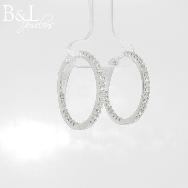 14K White Gold .50ctw Diamond Hoop Earrings Image 2 B & L Jewelers Danville, KY