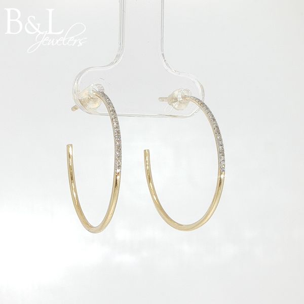 14K Yellow Gold .10ctw Diamond Hoop Earrings Image 2 B & L Jewelers Danville, KY