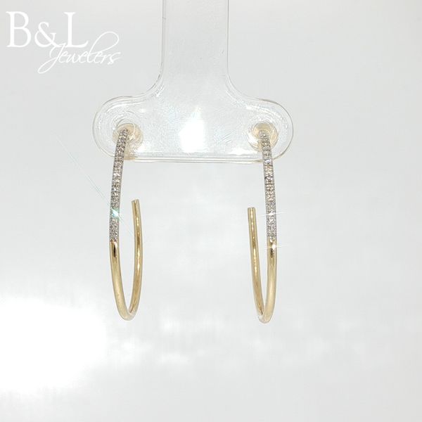 14K Yellow Gold .10ctw Diamond Hoop Earrings B & L Jewelers Danville, KY