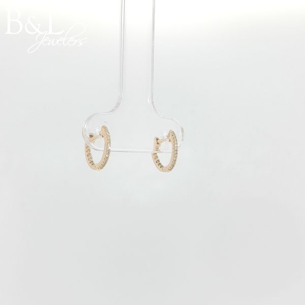 10k Yellow Gold .07ctw Diamond Huggie Hoop Earrings Image 2 B & L Jewelers Danville, KY