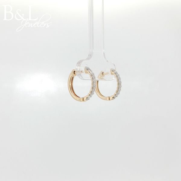 10k Yellow Gold .25ctw Diamond Medium Huggie Hoop Earrings Image 2 B & L Jewelers Danville, KY