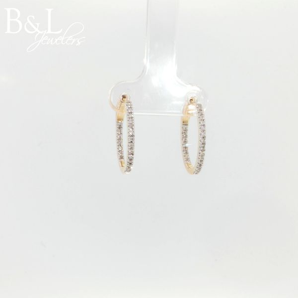 10k Yellow Gold .25ctw Round Diamond Inside Out Hoop Earrings B & L Jewelers Danville, KY