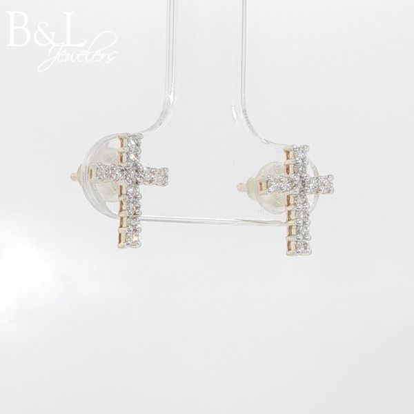 10k White Gold .25ctw Diamond Cross Earrings Image 2 B & L Jewelers Danville, KY