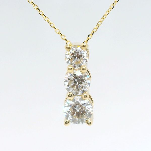 14k Yellow Gold .75ctw Lab Diamond 3 Stone Necklace B & L Jewelers Danville, KY