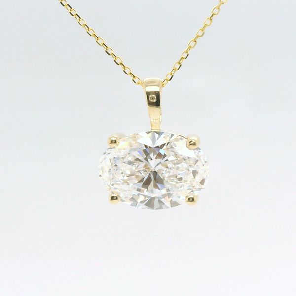 14k Yellow Gold 2ctw Oval Lab Diamond Sideways Solitaire Necklace B & L Jewelers Danville, KY