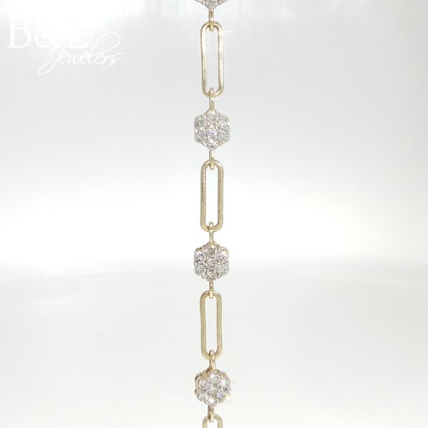 14K Yellow Gold .95ctw Diamond Cluster Paperclip Bracelet B & L Jewelers Danville, KY