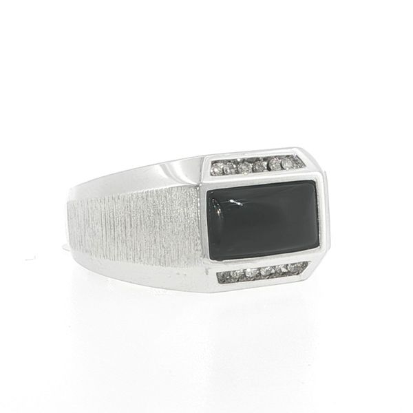 Sterling Silver Onyx and Diamond Fashion Ring Image 2 B & L Jewelers Danville, KY