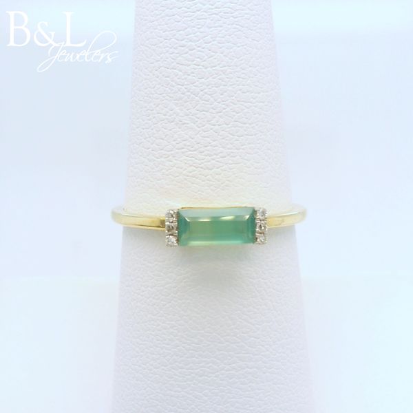 14k Yellow Gold .43ct Baguette Green Onyx .03ct Diamond Ring B & L Jewelers Danville, KY