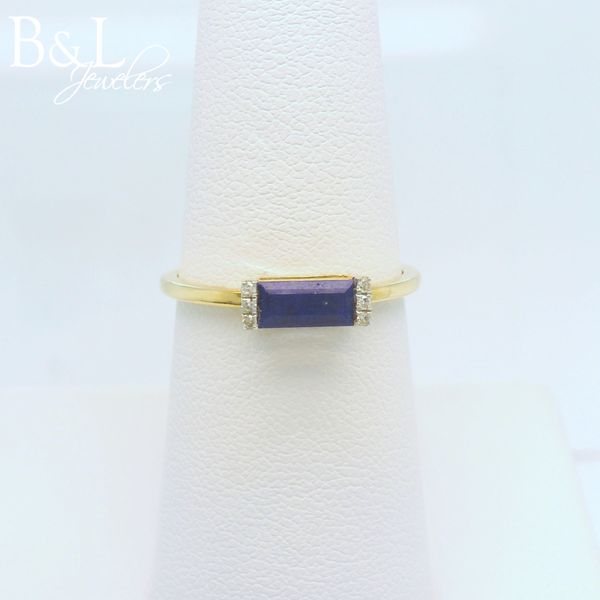 14k Yellow Gold .55ct Baguette Lapis and .03ct Diamond Ring B & L Jewelers Danville, KY