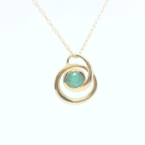 10k Yellow Gold Round Genuine Emerald Swirl Necklace B & L Jewelers Danville, KY