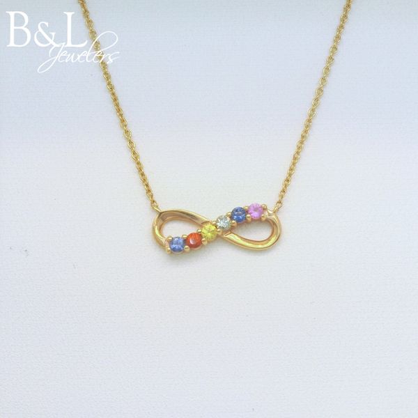 14K Rose 6-Stone Multi Color Infinity-Inspired Family 18" Necklace B & L Jewelers Danville, KY
