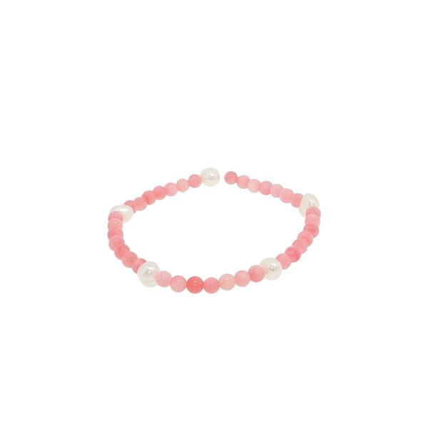Coral Bead and Pearl Stretch Children's Bracelet B & L Jewelers Danville, KY