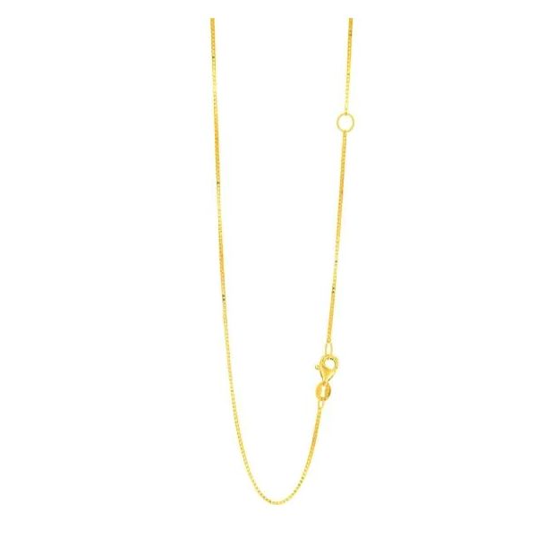14k Yellow Gold 0.8mm Classic Box Chain Necklace – Adjustable 16-18 Inch Image 2 B & L Jewelers Danville, KY