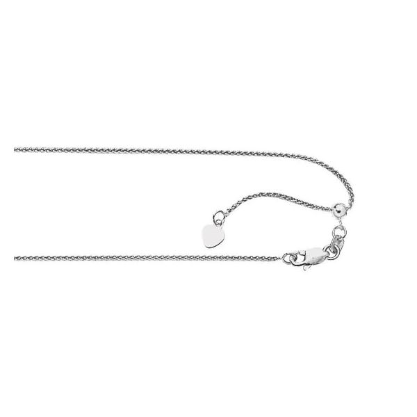 14k White Gold 1mm Adjustable Wheat Chain Necklace – 22 Inch Image 2 B & L Jewelers Danville, KY
