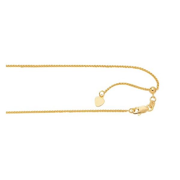 14k Yellow Gold 1mm Adjustable Round Wheat Chain Necklace with Lobster Clasp – 22 Inch Image 3 B & L Jewelers Danville, KY