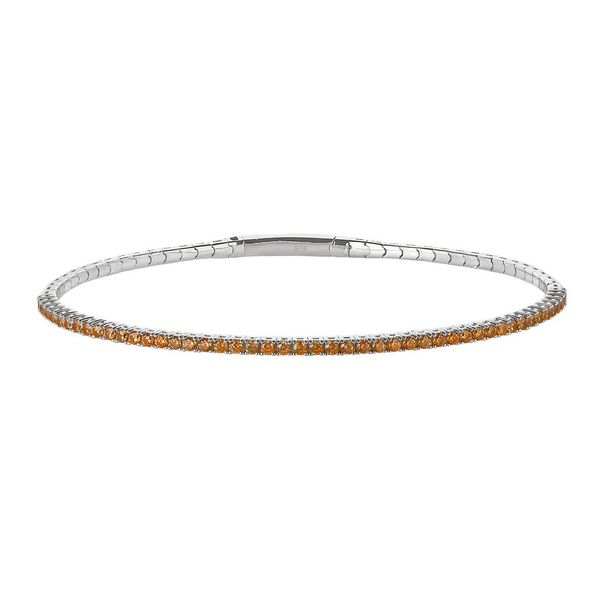 Sterling Silver Platinum Finish Single Row Flexible Bracelet with 1.75mm Simulated Citrine Birthstones B & L Jewelers Danville, KY