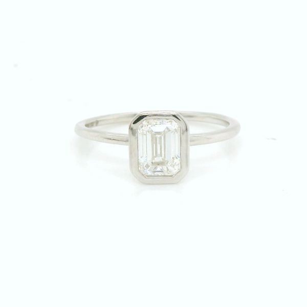 Sterling Silver 1ctw Lab Grown Emerald Cut Bezel Set Engagement Ring B & L Jewelers Danville, KY