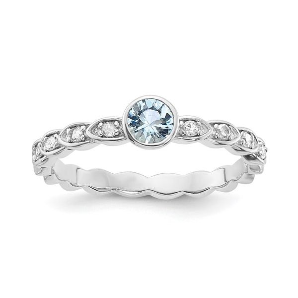 Sterling Silver Aquamarine and Diamond Fashion Ring B & L Jewelers Danville, KY