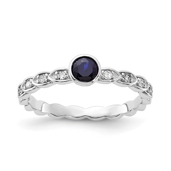 Sterling Silver Created Sapphire and Diamond Fashion Ring B & L Jewelers Danville, KY