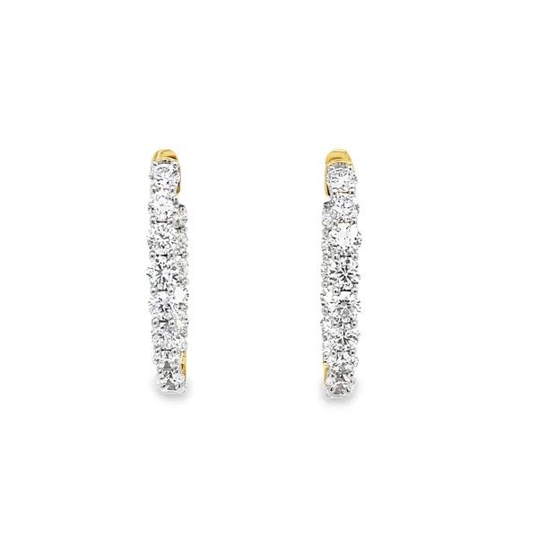 Sterling Silver Yellow Gold Plated 3ctw Round Lab Diamond In and Out Oval Hoop Earrings B & L Jewelers Danville, KY