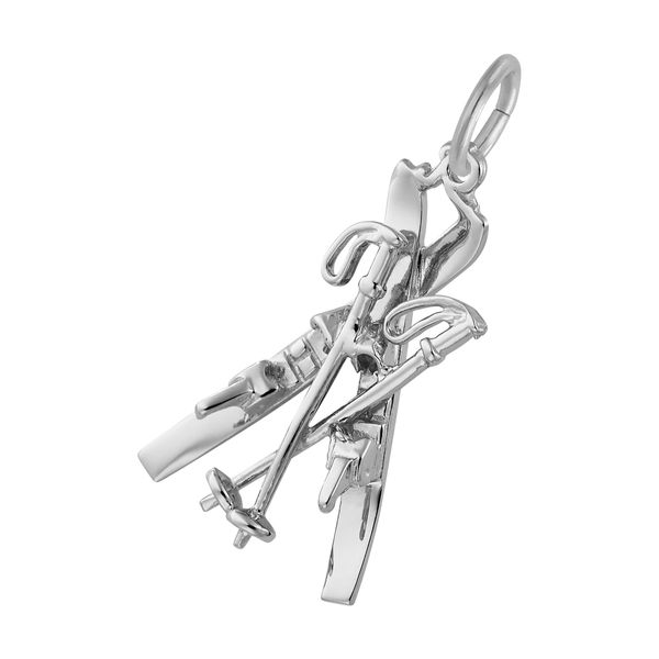 Sterling Silver Skis with Poles Charm Image 2 B & L Jewelers Danville, KY